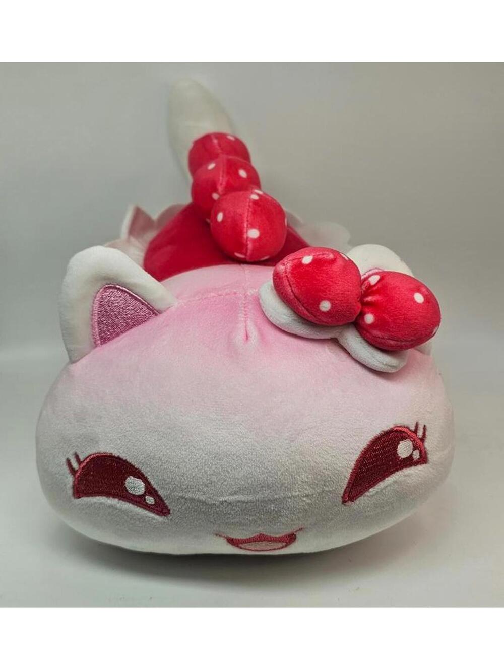 APHMAU MeeMeow Strawberry Shortcake Cat Plush Red Bow and Hearts